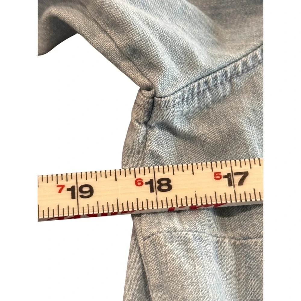 Madewell Chambray Puff Sleeve Tie Back Top Shirt Blouse Women's Size Small‎